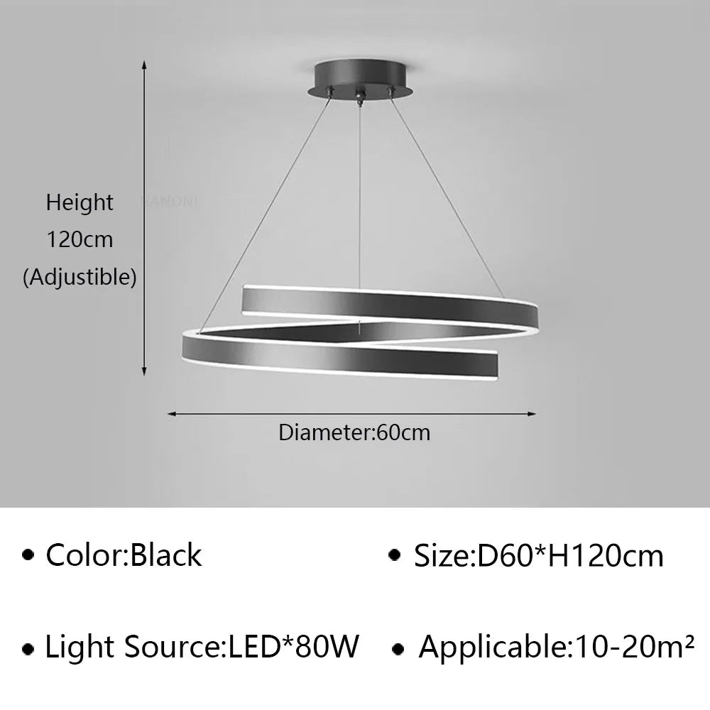 LED Spiral Pendant Light Chandelier