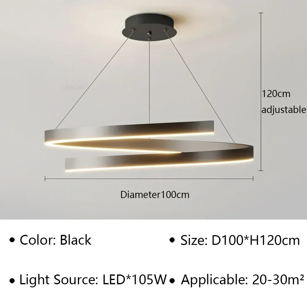 LED Spiral Pendant Light Chandelier