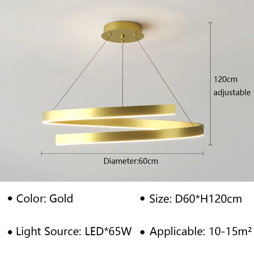 LED Spiral Pendant Light Chandelier