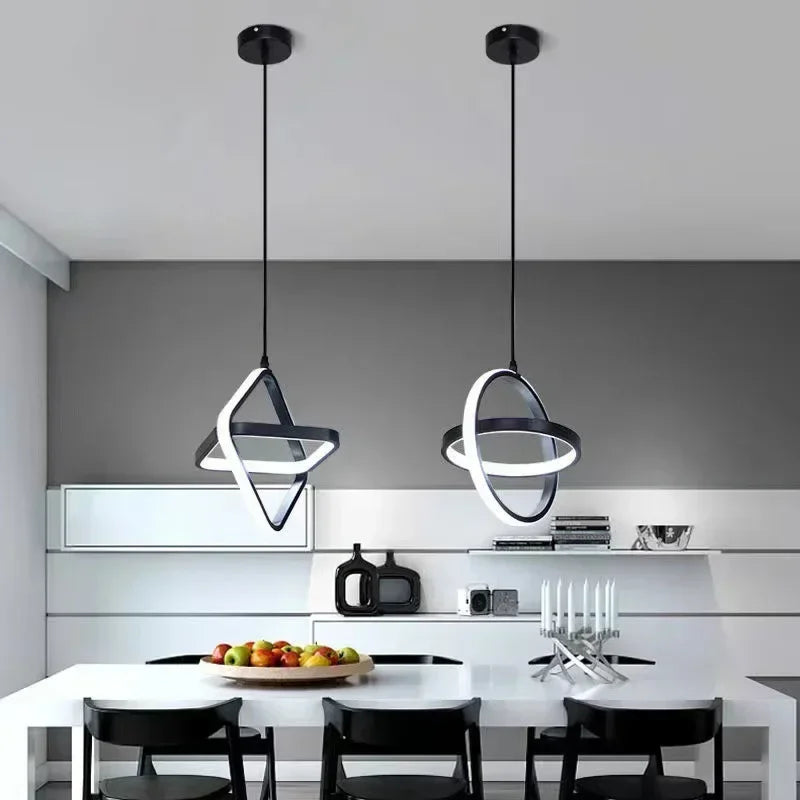 Modern LED Pendant Lights - Black Chandelier