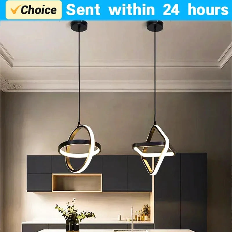 Modern LED Pendant Lights - Black Chandelier