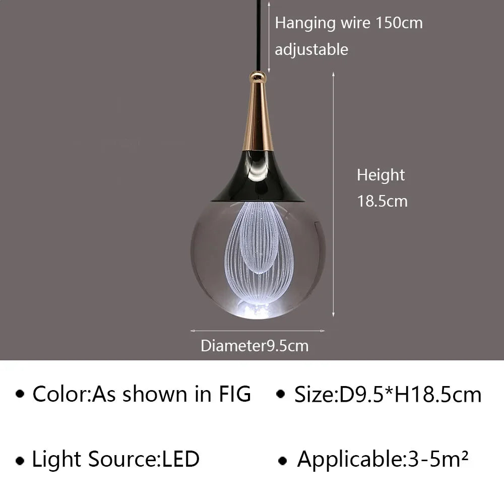 Nordic Crystal LED Pendant Light